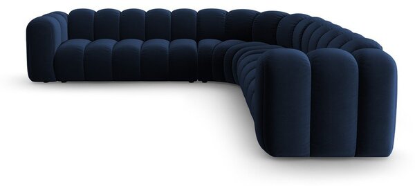Divano angolare componibile blu con rivestimento in velluto Lupine – Micadoni