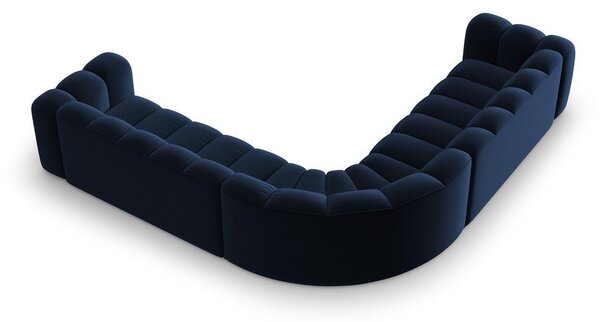 Divano angolare componibile blu con rivestimento in velluto Lupine – Micadoni