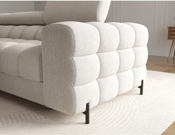 Divano angolare color crema allungabile/con contenitore (con penisola a sinistra/con chaise lounge) con rivestimento in bouclé Felro – ELTAP