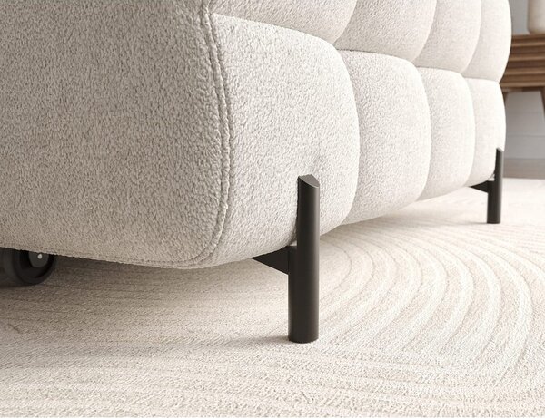 Divano angolare color crema allungabile/con contenitore (con penisola a sinistra/con chaise lounge) con rivestimento in bouclé Felro – ELTAP