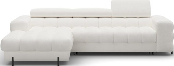 Divano angolare color crema allungabile/con contenitore (con penisola a sinistra/con chaise lounge) con rivestimento in bouclé Felro – ELTAP