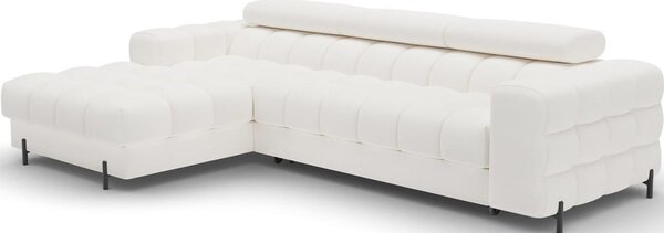 Divano angolare color crema allungabile/con contenitore (con penisola a sinistra/con chaise lounge) con rivestimento in bouclé Felro – ELTAP