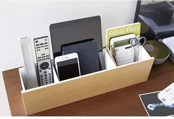 Organizer bianco/di colore naturale in metallo per cancelleria Rin – YAMAZAKI