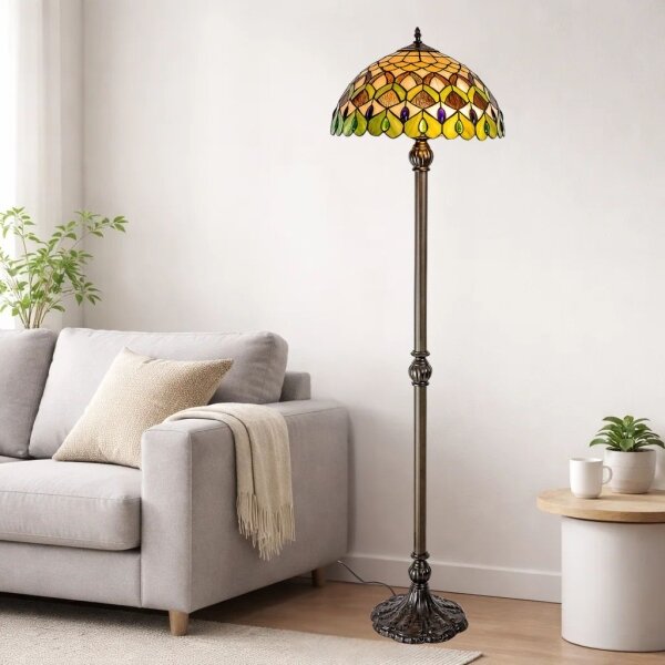 Brilagi - Lampada da terra Tiffany MARGARET 2xE27/60W/230V