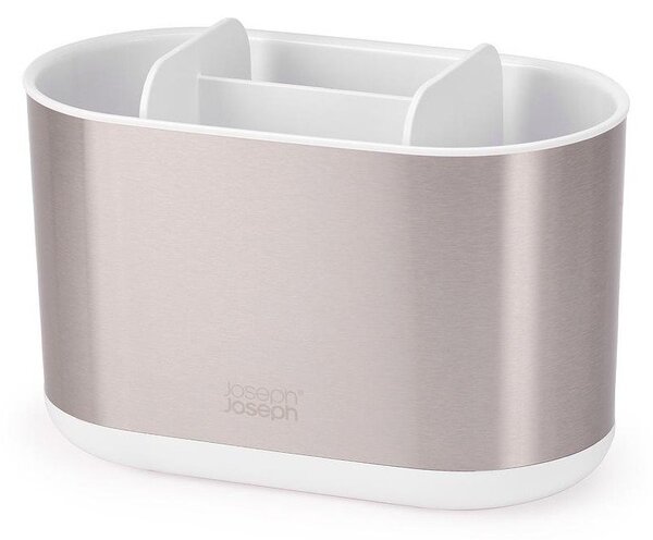 Portaspazzolino verticale argentato in acciaio inox Duo Steel – Joseph Joseph