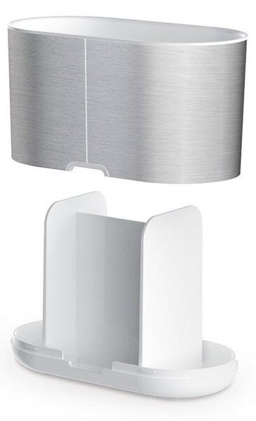 Portaspazzolino verticale argentato in acciaio inox Duo Steel – Joseph Joseph