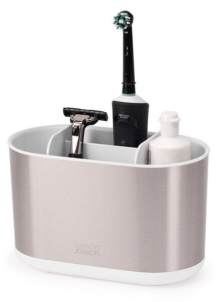 Portaspazzolino verticale argentato in acciaio inox Duo Steel – Joseph Joseph