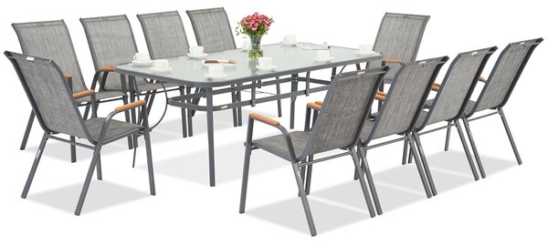 Mobili da giardino in metallo Modena/Bitonto per 10 persone con tavolo grande Garden Point grigio