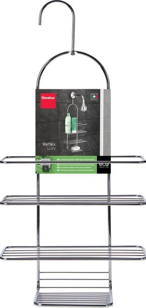 Mensola da bagno da appendere color argento lucido in acciaio Luxy – Metaltex