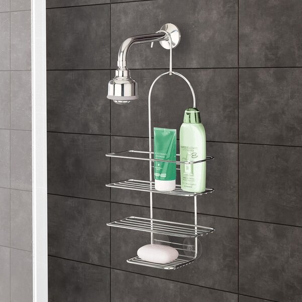 Mensola da bagno da appendere color argento lucido in acciaio Luxy – Metaltex