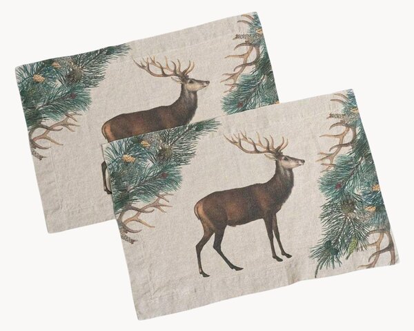 Set di 2 tovagliette americane in lino Wild Deer