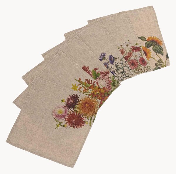 Set di 6 tovaglioli in lino Country Flowers
