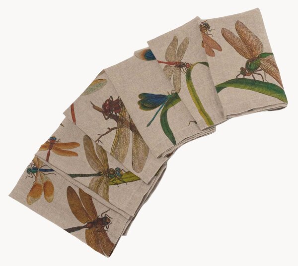 Set di 6 tovaglioli in lino Lakeside Dragonflies