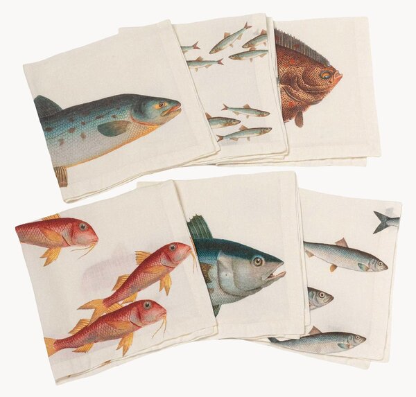 Set di 6 tovaglioli in lino Sea Fish