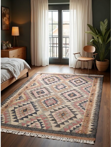 Tappeto grigio in iuta tessuto a mano 80x150 cm Roya Parsa – Elle Decoration
