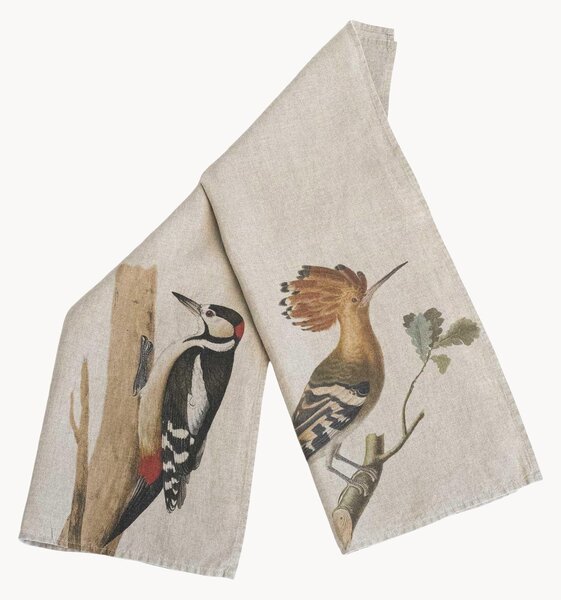 Set di 2 strofinacci in lino Woodpecker & Hoopo