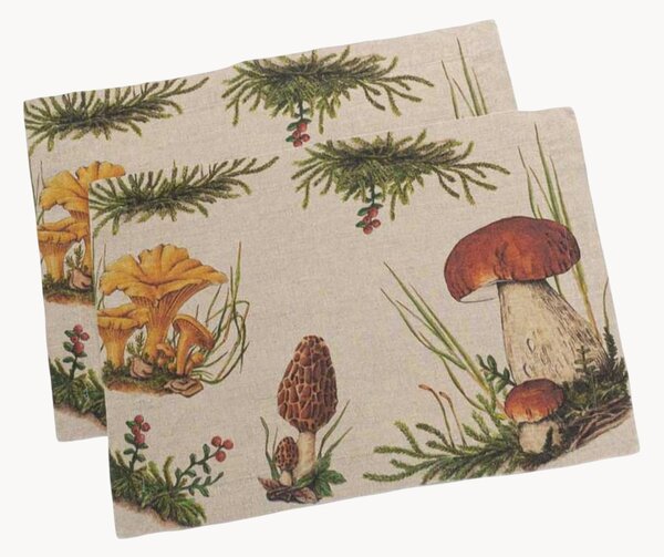 Set di 2 tovagliette in lino Forest Mushrooms