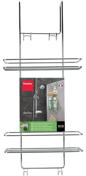 Mensola da bagno da appendere/senza foratura color argento lucido in acciaio Luxy – Metaltex