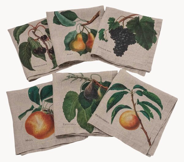 Set di 6 tovaglioli in lino Fruits