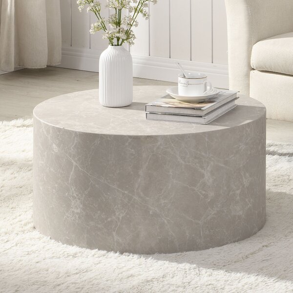 WOHNLING Tavolino da salotto MONOBLOC 60x60x30 cm effetto pietra color sabbia, design, tavolino da salotto rotondo, tavolino da divano, beige, tavolino da caffè, moderno