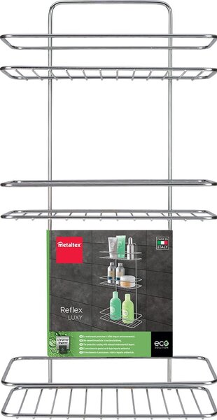 Mensola da bagno da appendere/senza foratura color argento lucido in acciaio Luxy – Metaltex