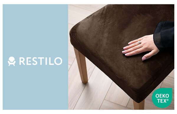 Set di coprisedia marroni con rivestimento elastico per sedie 4 pz 48 cm Sento – Restilo