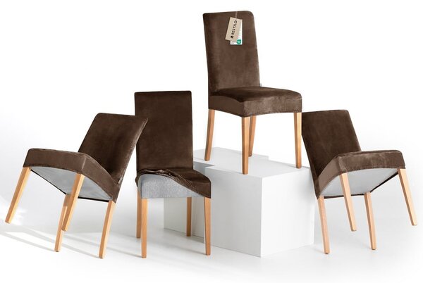 Set di coprisedia marroni con rivestimento elastico per sedie 4 pz 48 cm Sento – Restilo