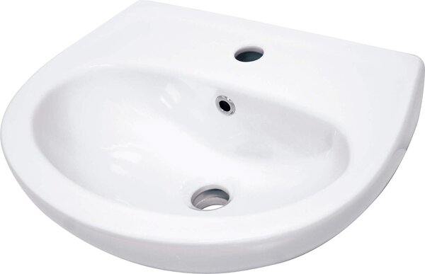 Lavabo a parete in Vetroceramica con spazio per un miscelatore