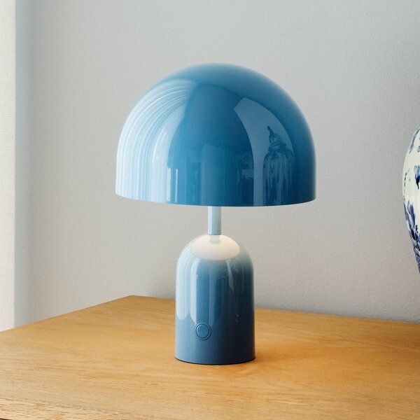 Tom Dixon Lampada da tavolo a batteria BELL PORTABLE, azzurro 28 cm IP44 dimmerabile, Blu, Soggiorno / Sala da pranzo, Plastica, Design