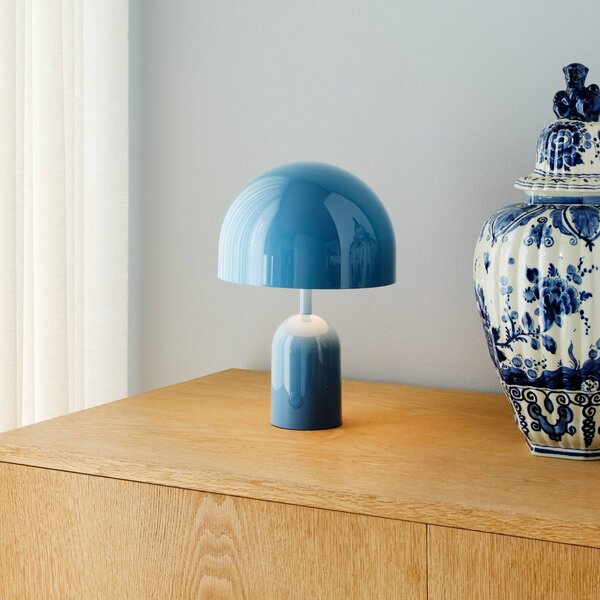 Tom Dixon Lampada da tavolo a batteria BELL PORTABLE, azzurro 28 cm IP44 dimmerabile, Blu, Soggiorno / Sala da pranzo, Plastica, Design