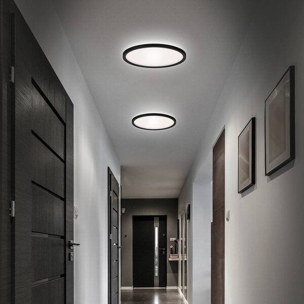 Briloner Plafoniera soffitto Slim Drip, Nero, Bagno, Plastica, Plafoniera