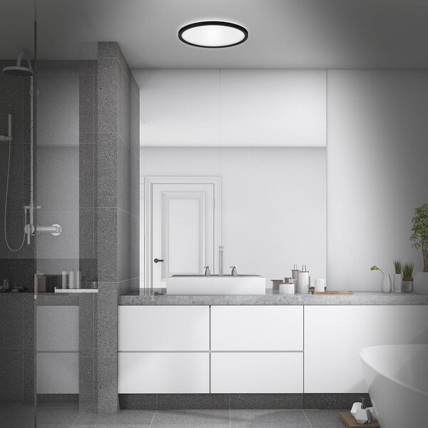 Briloner Plafoniera soffitto Slim Drip, Nero, Bagno, Plastica, Plafoniera