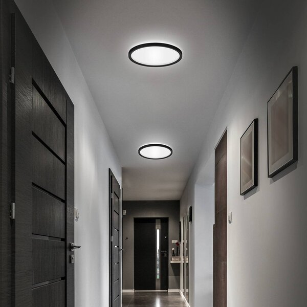 Briloner Plafoniera soffitto Slim Drip, Nero, Bagno, Plastica, Plafoniera