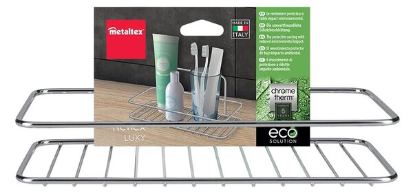 Mensola da bagno da appendere/senza foratura color argento lucido in acciaio Luxy – Metaltex