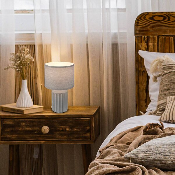 Briloner Lampada da tavolo Ino, Alluminio / Grigio / Zincato, Soggiorno / Sala da pranzo, Ceramica, Lampada da tavolo