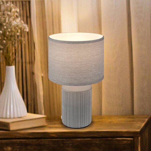 Briloner Lampada da tavolo Ino, Alluminio / Grigio / Zincato, Soggiorno / Sala da pranzo, Ceramica, Lampada da tavolo