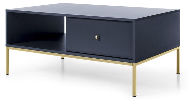 Tavolino da salotto con cassetti, blu navy, 104 x 68 x 47 cm