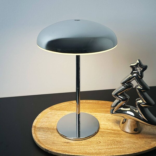 Briloner Lampada LED da tavolo ricaricabile Brilo unplugged Caxa 30 cm, cromata Caxa, dimmerabile, Cromo / Argento, Soggiorno / Sala da pranzo, Metallo