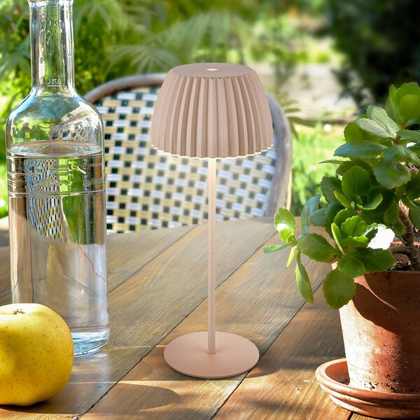 Briloner Lampada LED da tavolo ricaricabile Brilo unplugged Riffle, 36 cm, beige dimmerabile, Crema / Ambra, Soggiorno / Sala da pranzo, Metallo