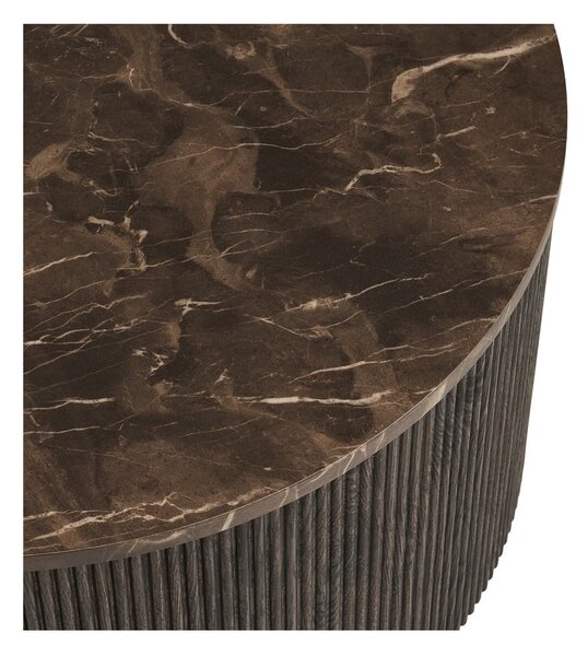 Tavolino da salotto rotondo marrone scuro con piano effetto marmo ø 80 cm Rota – House Nordic