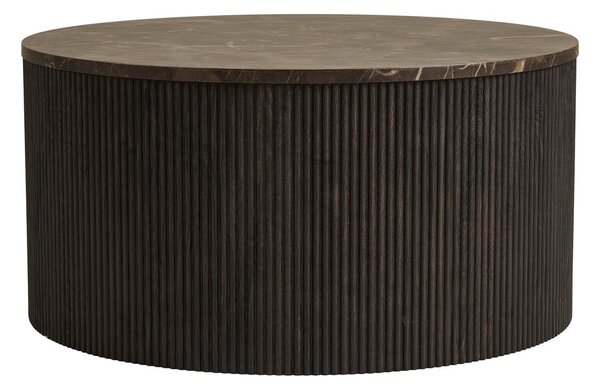 Tavolino da salotto rotondo marrone scuro con piano effetto marmo ø 80 cm Rota – House Nordic