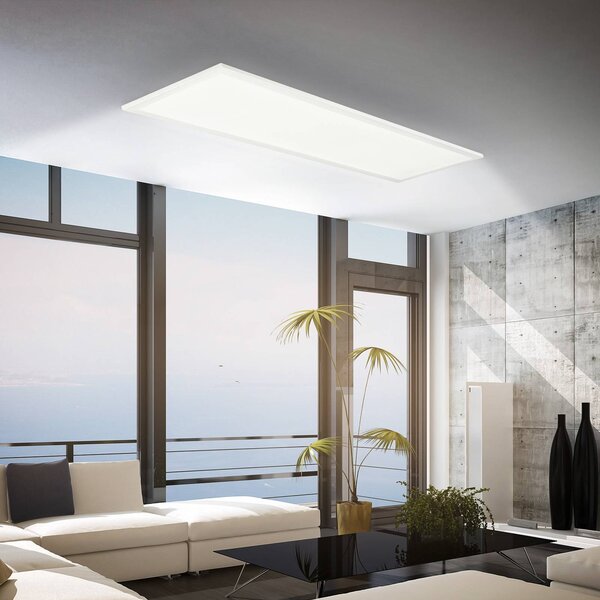 Briloner Pannello LED Simple 100 x 25 cm, bianco, ultrapiatto, IP44, 4000 K, Bianco / Opale, Studio / Ufficio, Metallo, Pannello LED