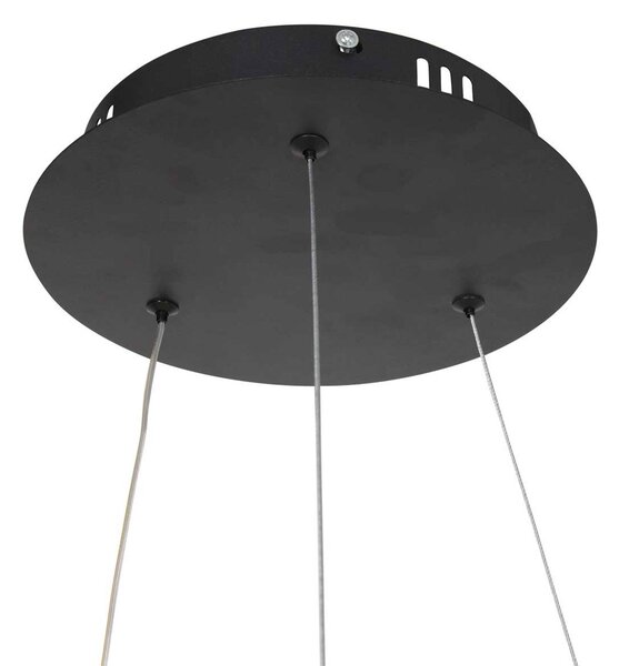 Steinhauer Ringlux lampada LED sospensione Ø 60cm 2 luci nero Ringlux, dimmerabile, Nero, Soggiorno / Sala da pranzo, Metallo, Moderno