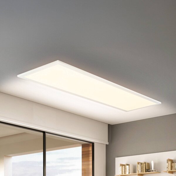 Briloner Pannello LED Piatto CCT, IP44, 100 x 25 cm, telecomando, bianco Piatto, dimmerabile, Bianco / Opale, Studio / Ufficio, Metallo, Pannello LED