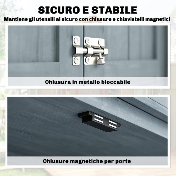 Outsunny Armadio da Esterno, Capanno per Attrezzi con 2 Scaffali | Aosom Italy