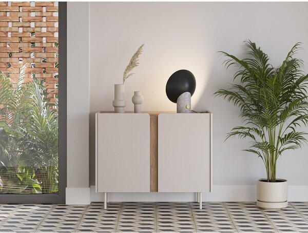 Mobile effetto rovere in colore crema-naturale 100x82,5x40 cm Lucile - Marckeric