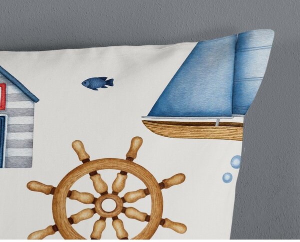 Set copripiumino e federa da bambini blu/color crema in cotone per culla 100x135 cm Ahoy – Good Morning