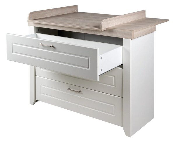 Cassettiera bassa per bambini bianca in olmo con fasciatoio 120x98 cm Felicia - Roba