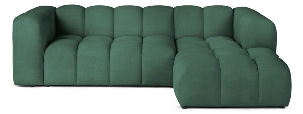 Divano angolare verde (con penisola a destra e chaise lounge) con rivestimento in velluto Cube – Bonami Selection