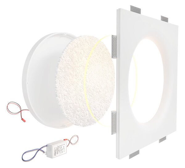 Lampada LED da incasso 175W Effetto Luna 60x60 cm in Gesso
